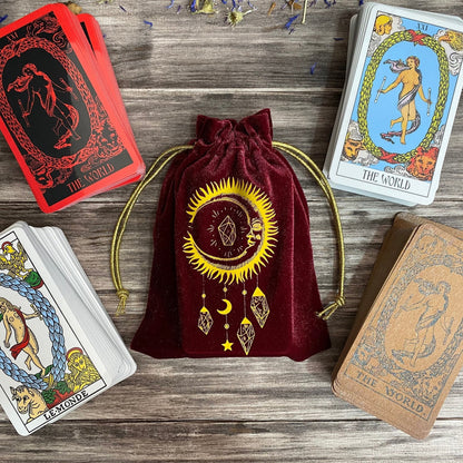 Velvet Tarot Bag Red & Gold