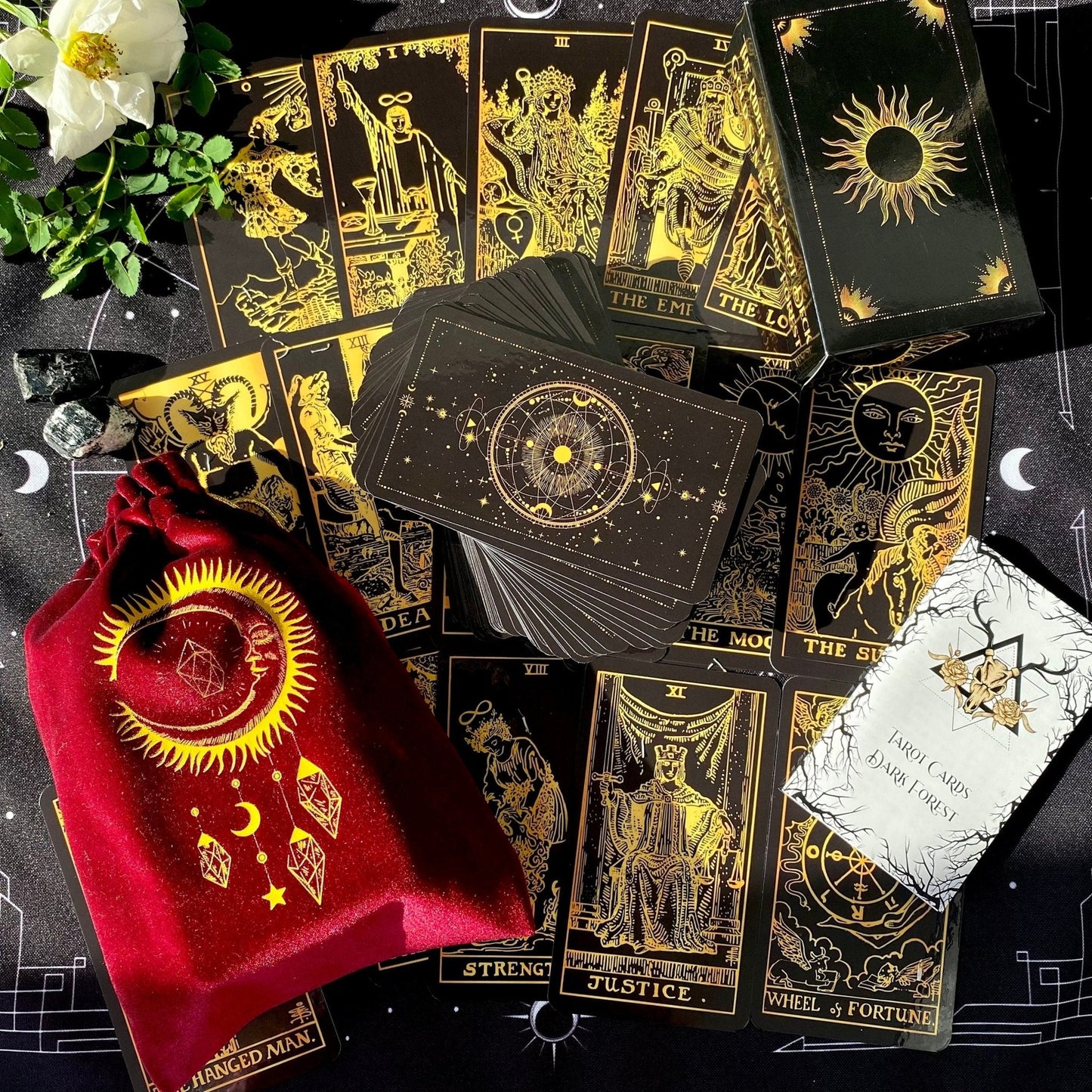 Velvet Tarot Bag Red & Gold
