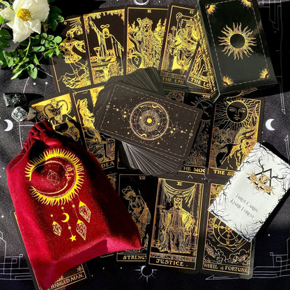 Velvet Tarot Bag Red & Gold